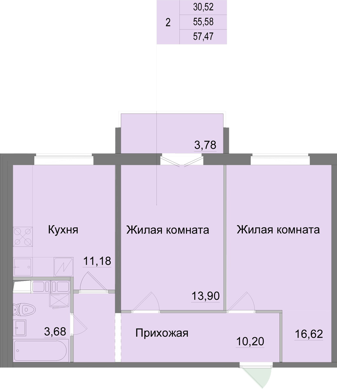 планировка квартиры 57 м2